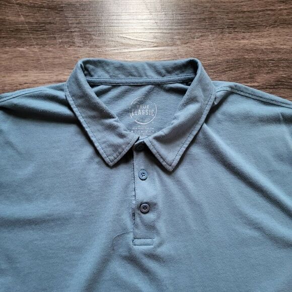 True Classic Men's Short Sleeved Buttoned Polo, Light Blue, Size XX Large XXL - Picture 2 of 5